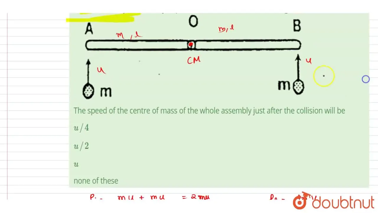 Two identical unifrom rods OA and OB each of length l and mass m are c