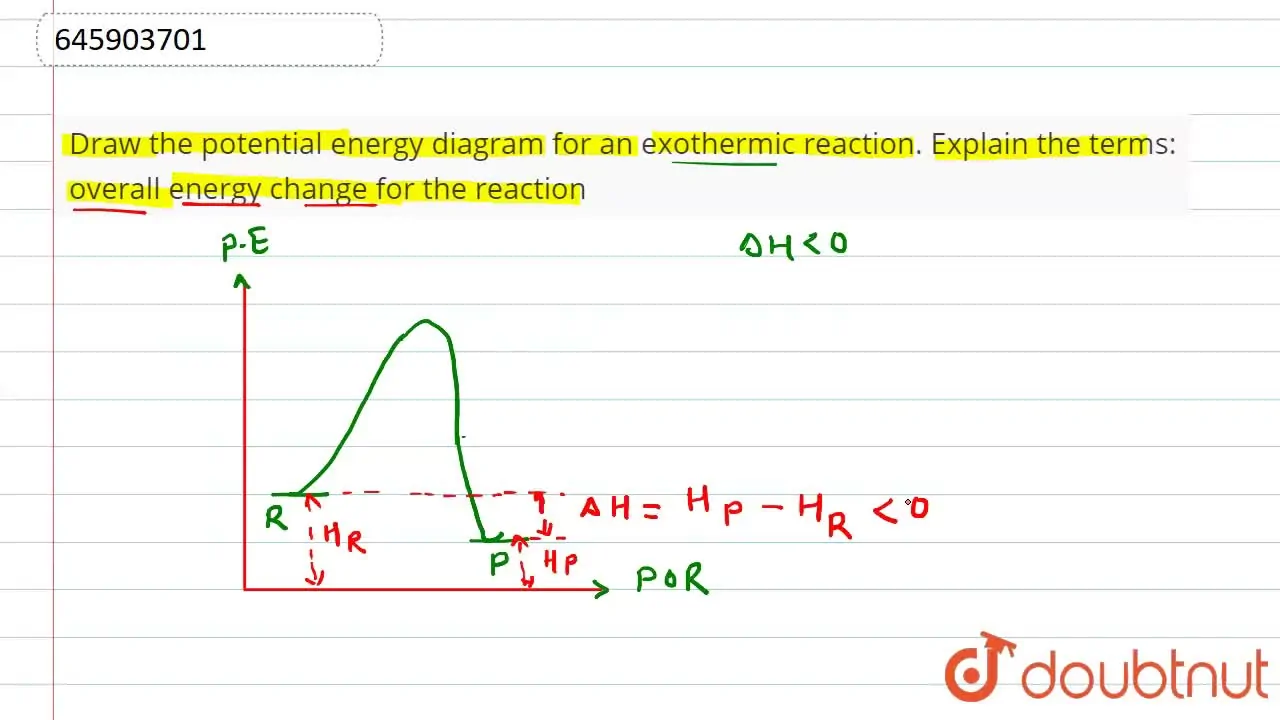 Draw The Potential Energy Diagram For An Exothermic Reaction Explain 9667