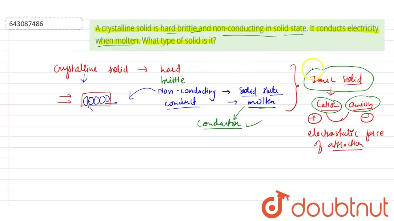 [Marathi] A crystalline solid is hard brittle and nonconducting in so