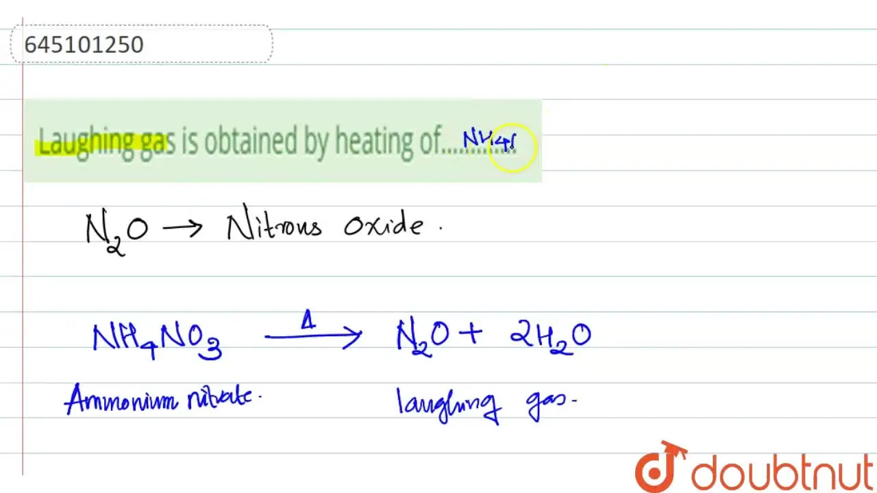 [Malayalam] Laughing gas is obtained by heating of………….