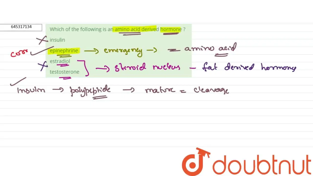 [Kannada Solution] The 'amino acid derivative' among the following hor