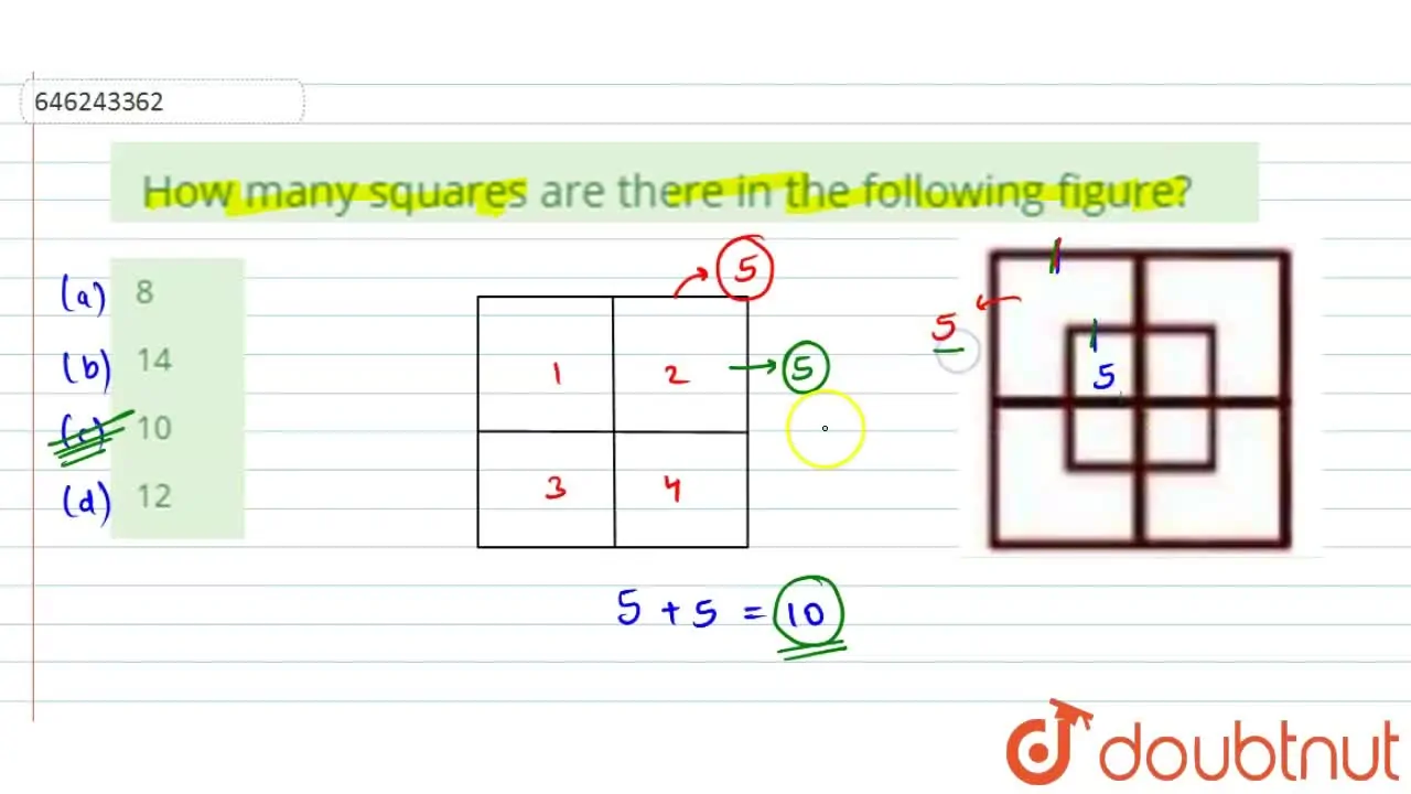 How many squares are there in the following figure? इस आकृति में कित