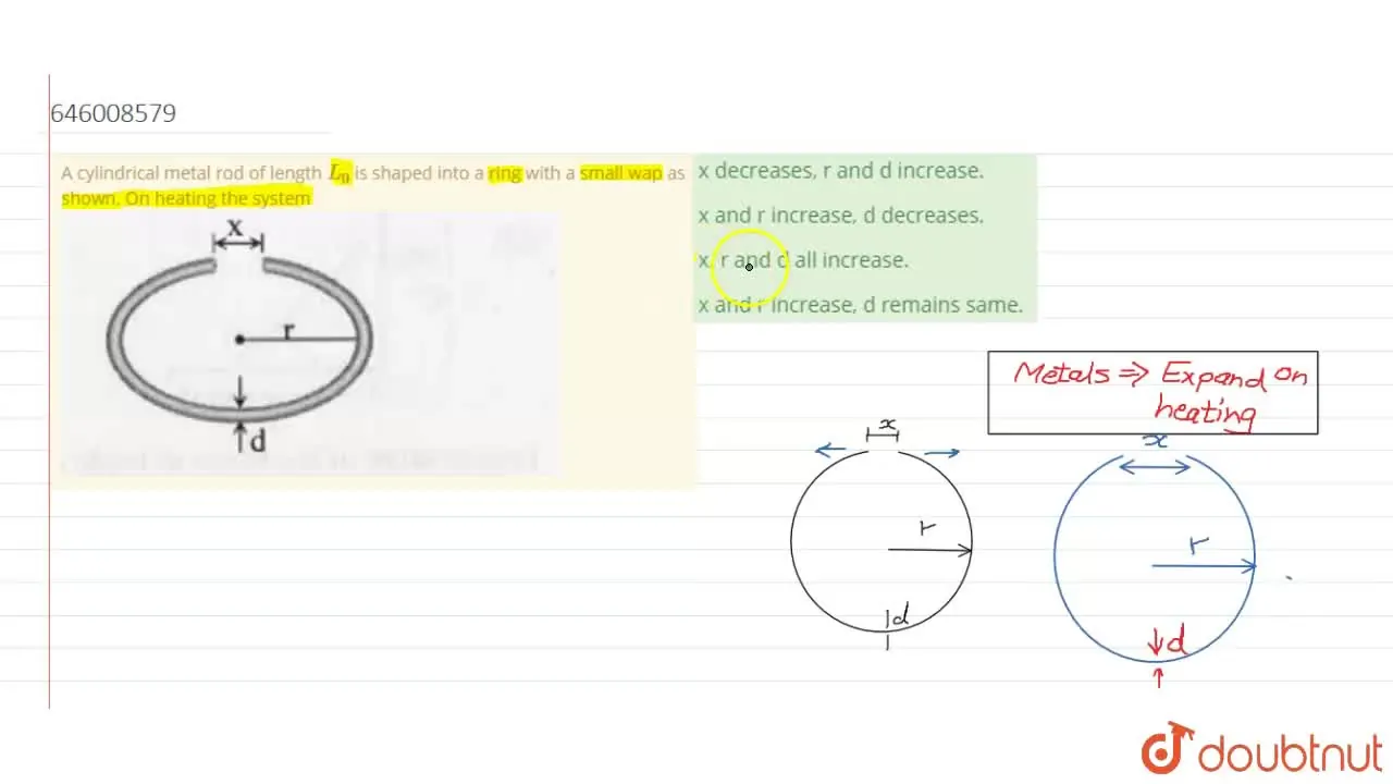 [Marathi] A cylindrical metal rod of length L0 is shaped into a ring w