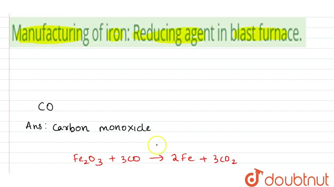 [Malayalam] Manufacturing of iron Reducing agent in blast furnace.