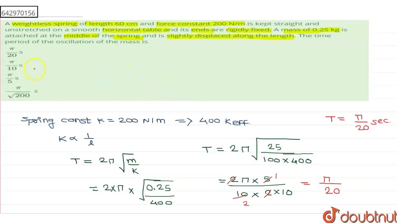 [Marathi] A weightless spring of length 60 cm and force constant 200 N