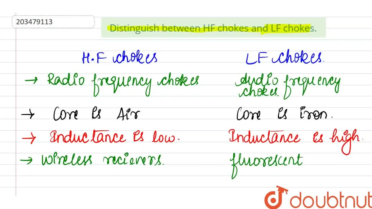 [Kannada] Distinguish between HF chokes and LF chokes.